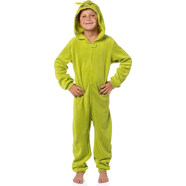 Amazon.com: MJC Boys Dr. Seuss Kids Grinch Hooded One Piece